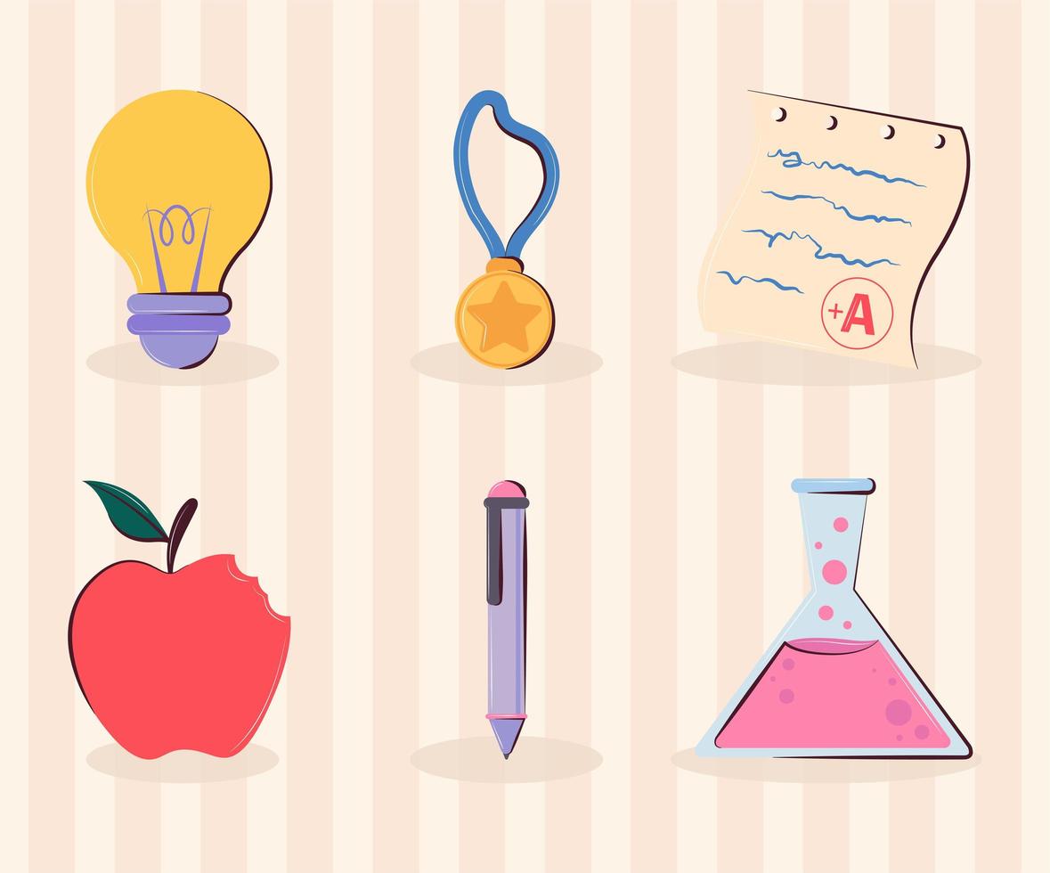 school icons set vector
