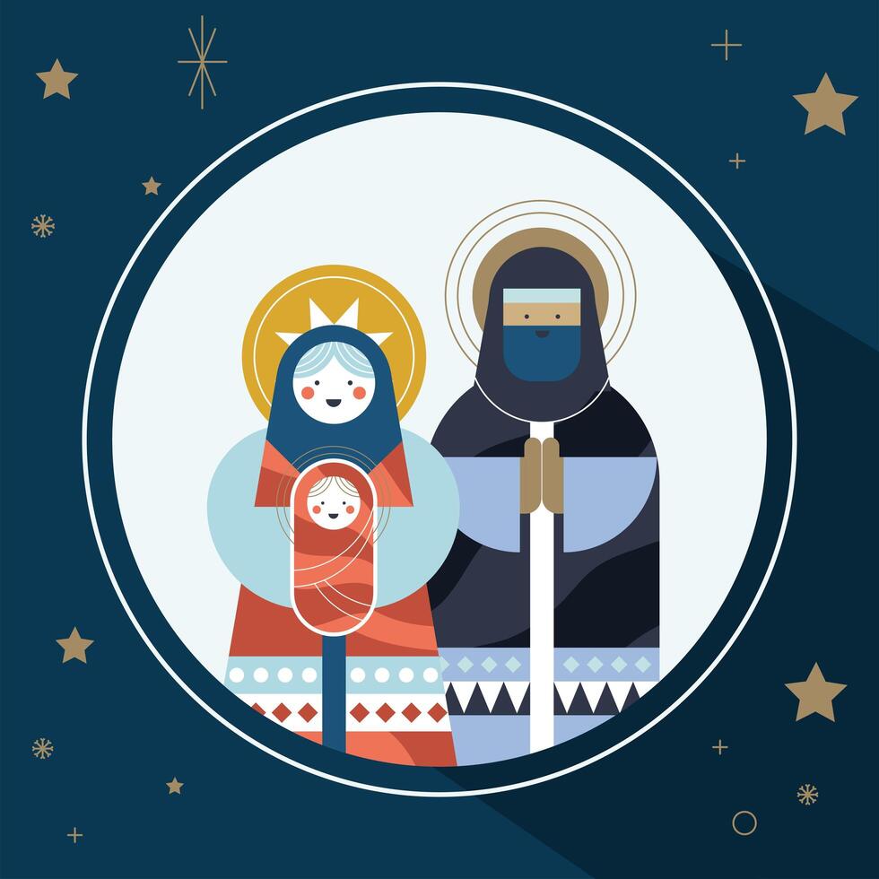 holy family christmas frame vector