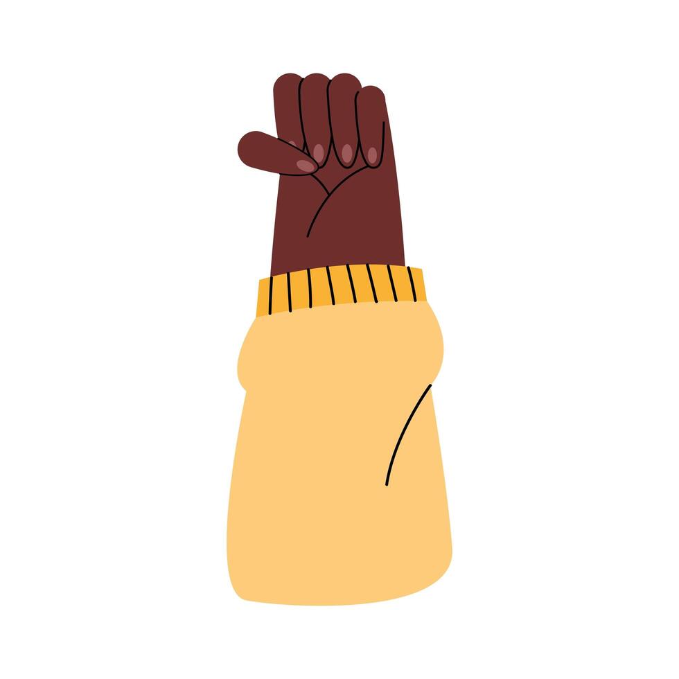 mano afro con manga amarilla vector