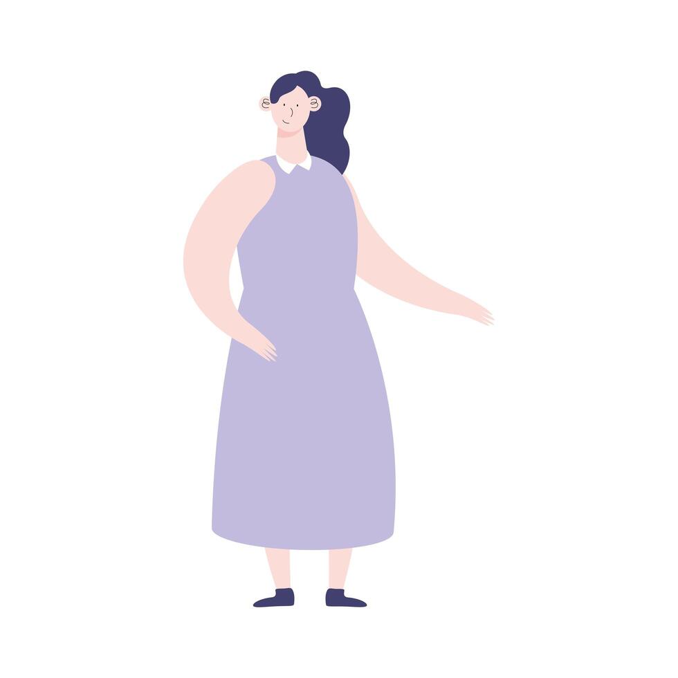 mujer con vestido lila vector