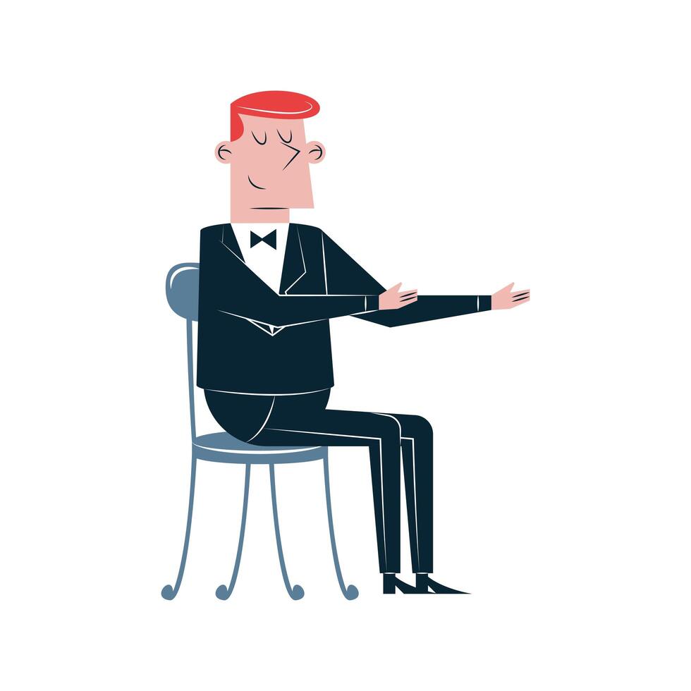 elegant man seated vector