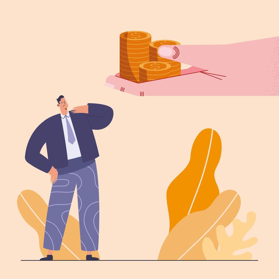 businessman with coins money vector
