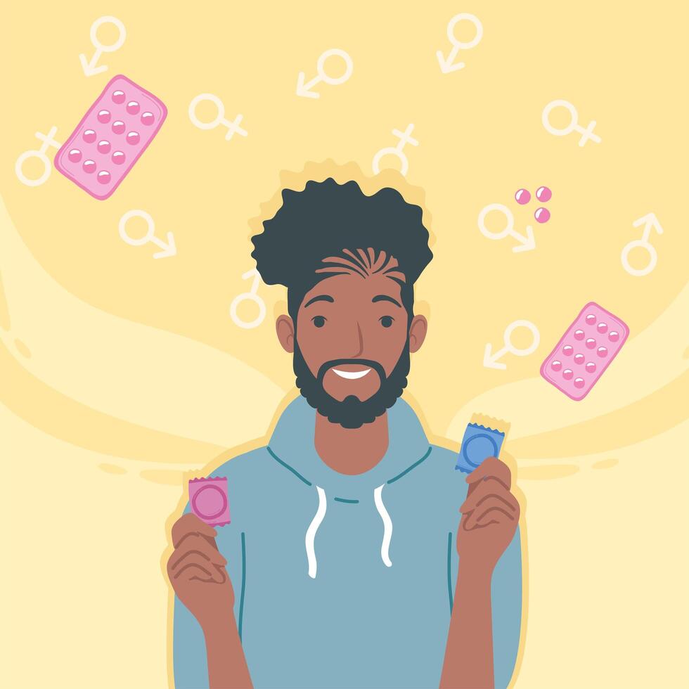 afro man with sexual icons vector