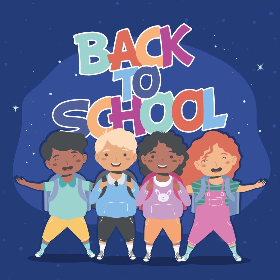 group of students characters vector