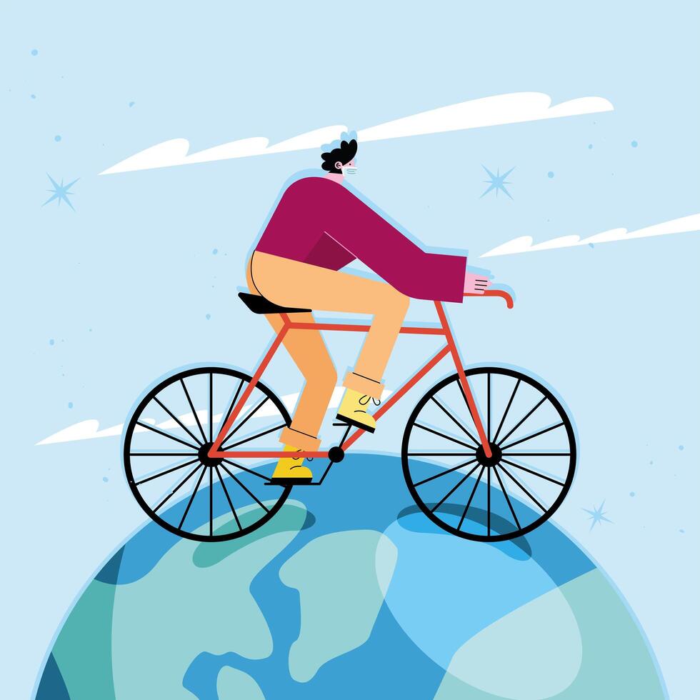 hombre con bicicleta vector