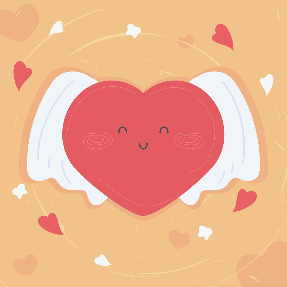 corazón volando personaje kawaii vector