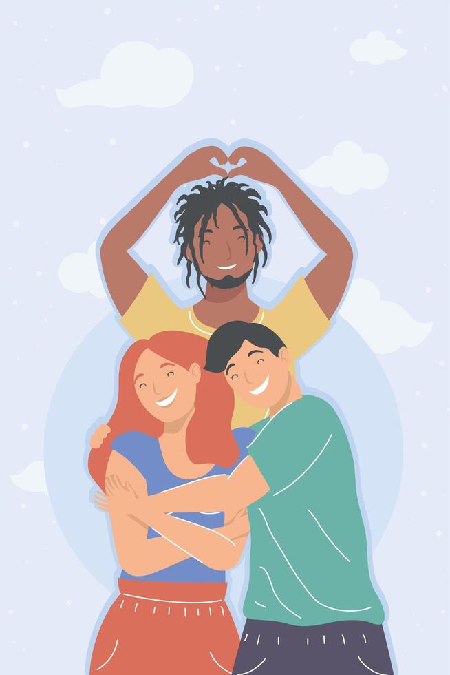 interracial group of friends vector