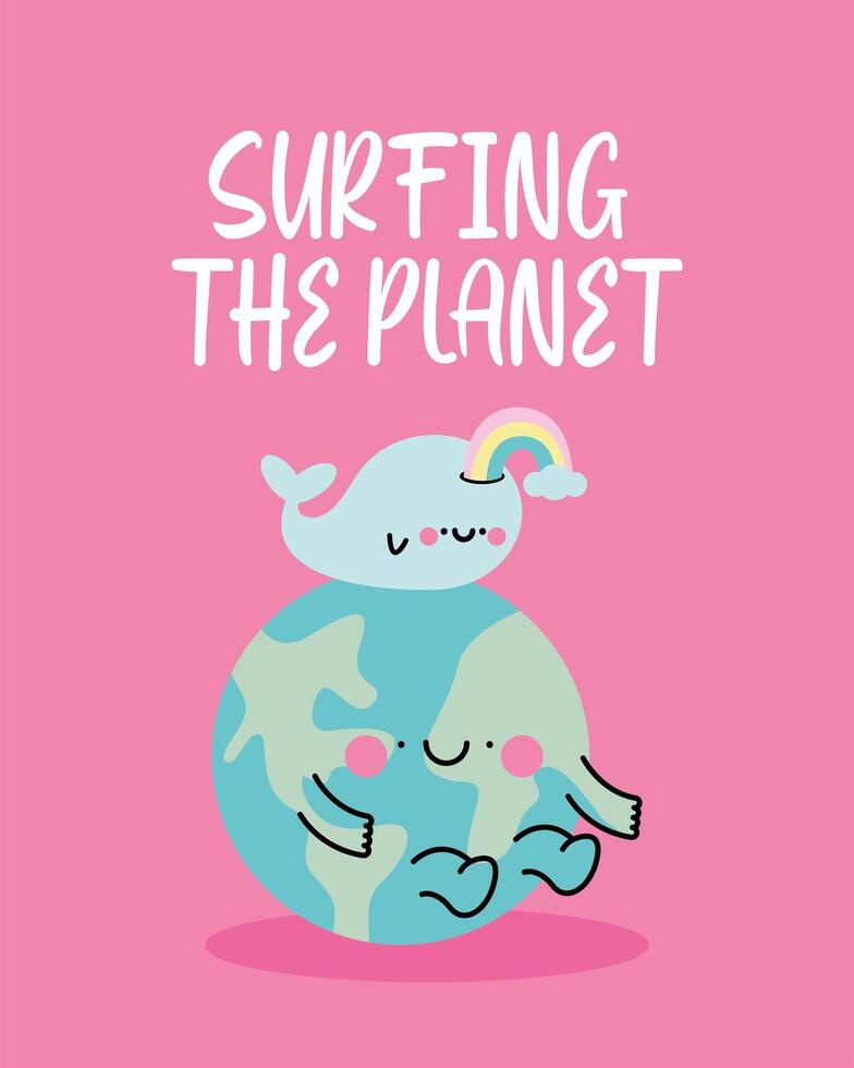 surfing the planet poster vector