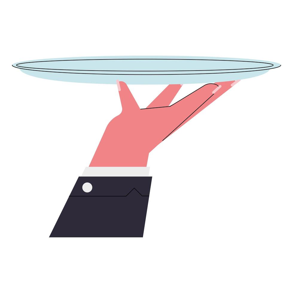 waiter hand with tray vector