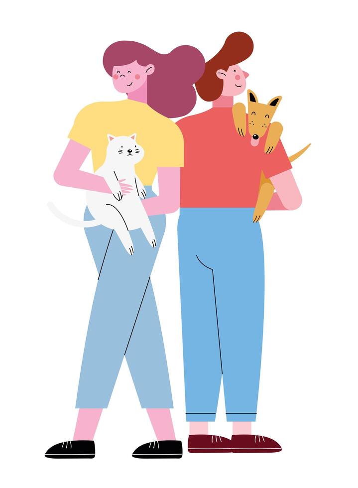 personas con mascotas vector