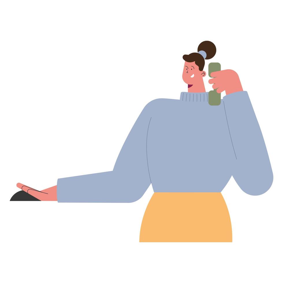 woman with telephone vector