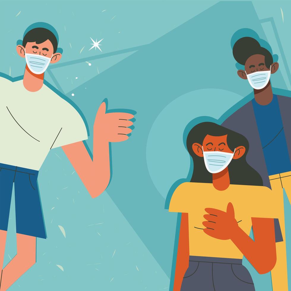 persons wearing facemasks vector