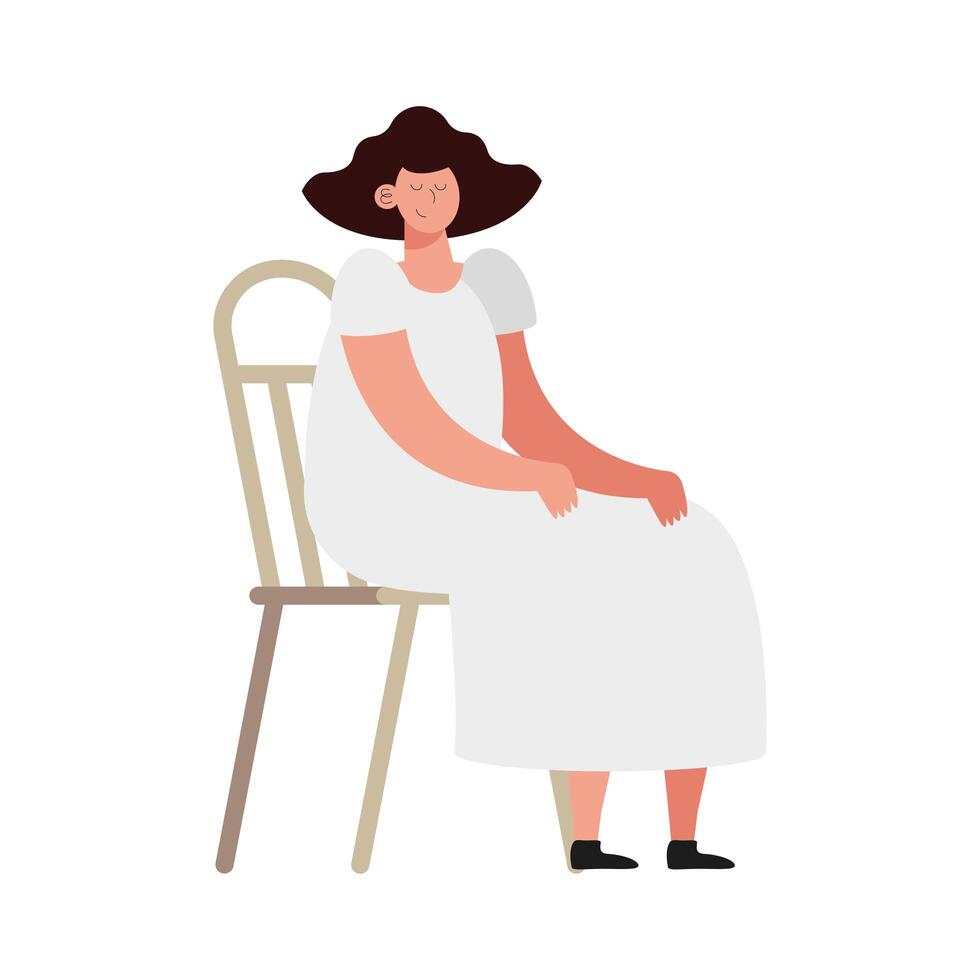 beautiful woman seated vector