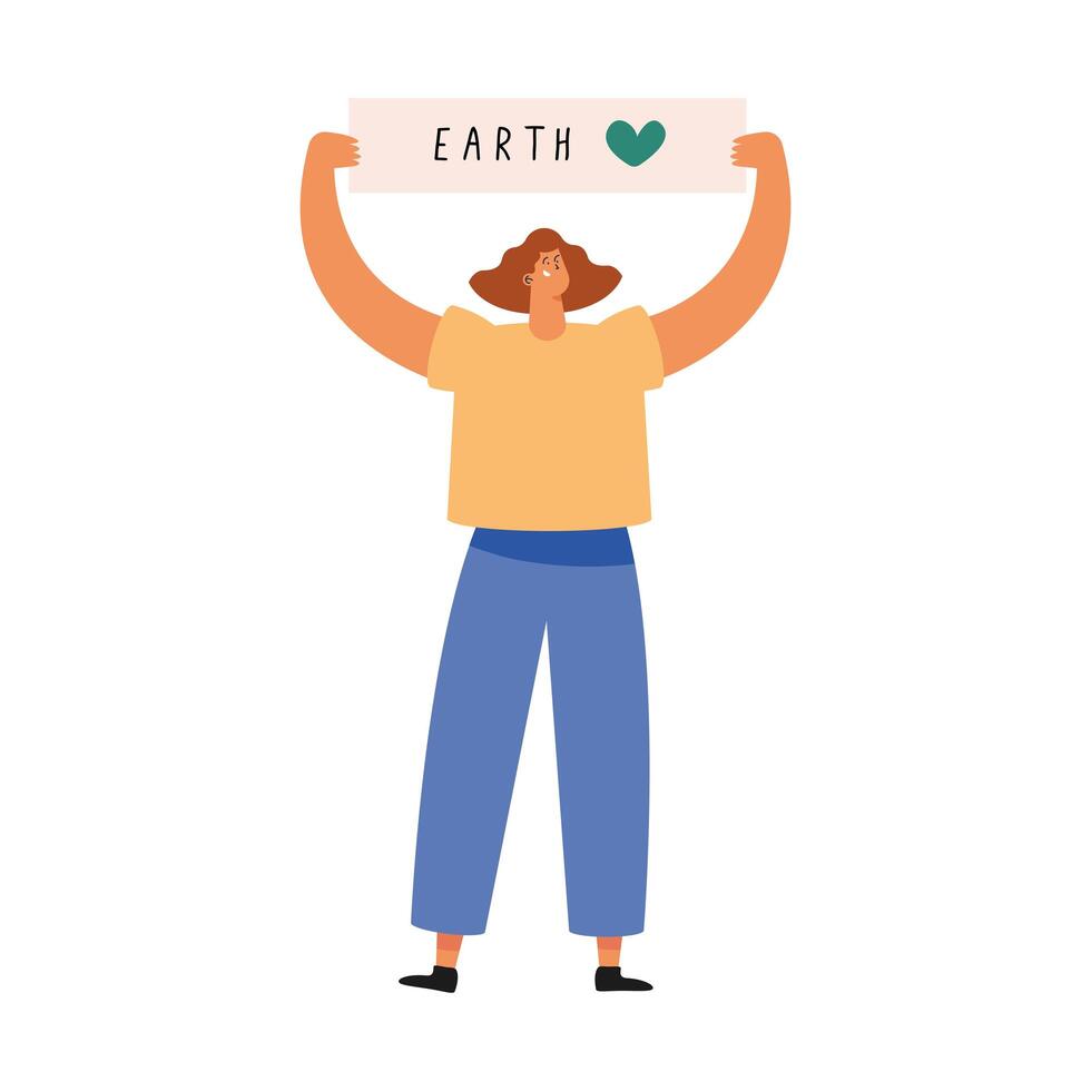 female ecologist lifting banner vector
