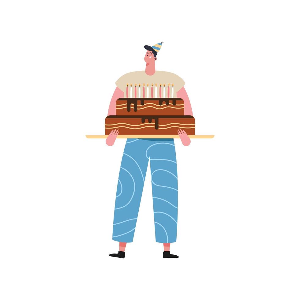 man with birthday cake 6162791 Vector Art at Vecteezy