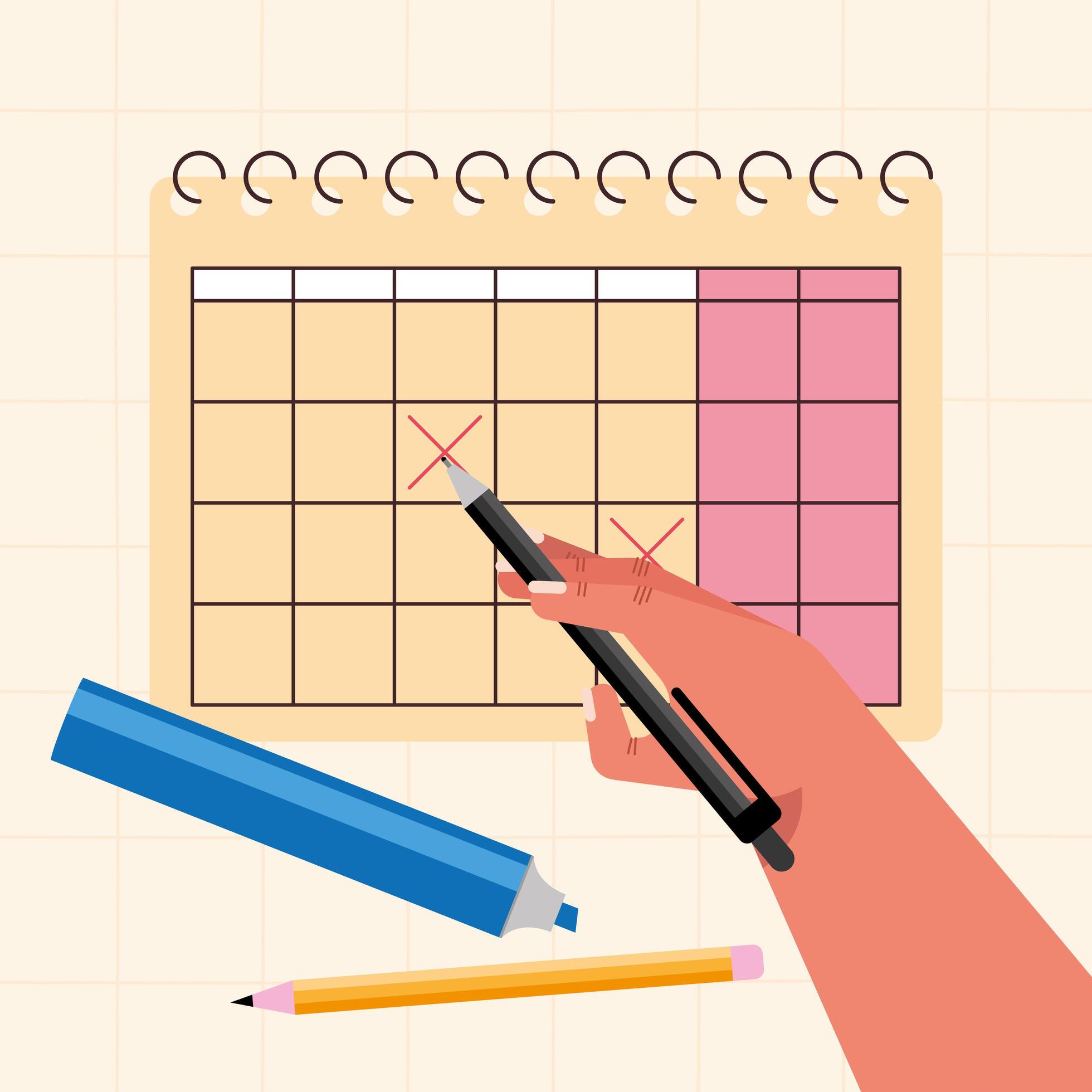 hand marking calendar 6162796 Vector Art at Vecteezy