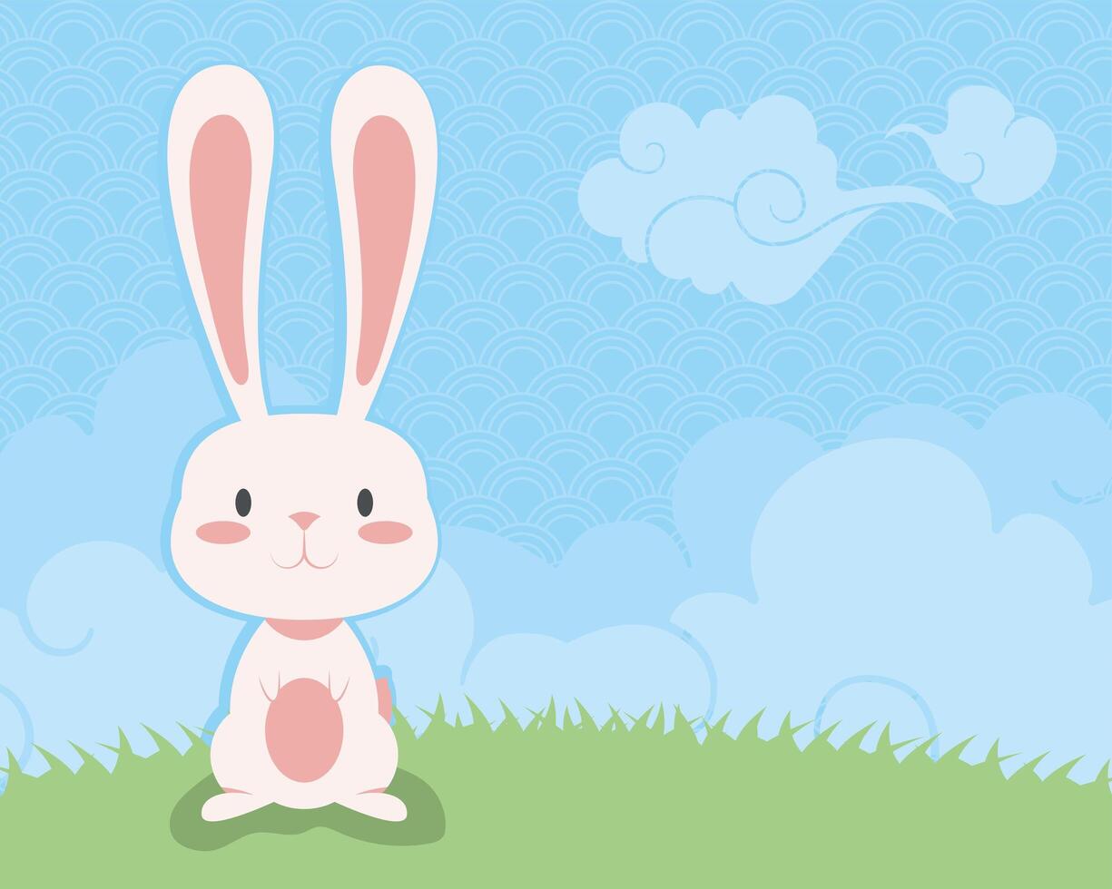rabbit in the field vector