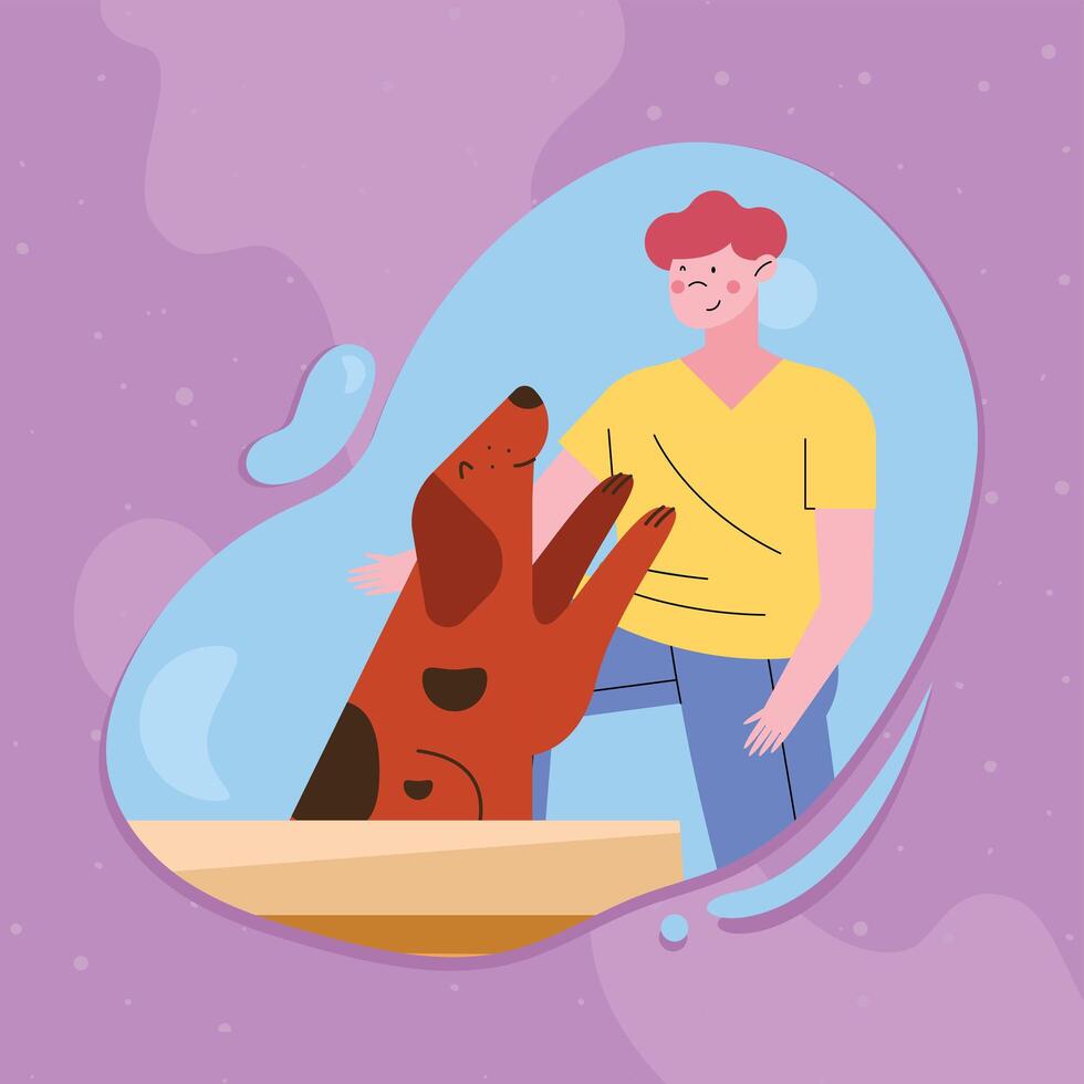 man with dog vector