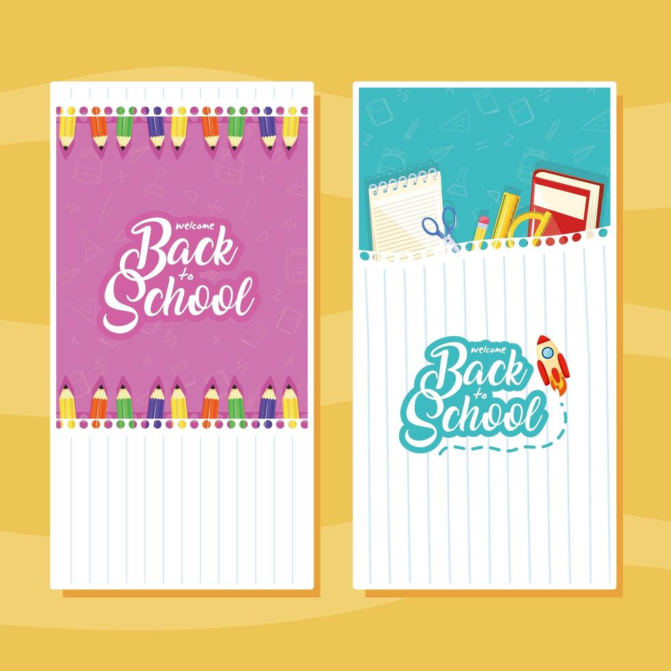 diseño de tarjetas escolares vector