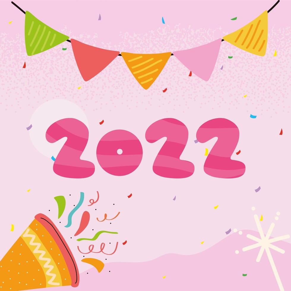 year 2022 with garlands vector