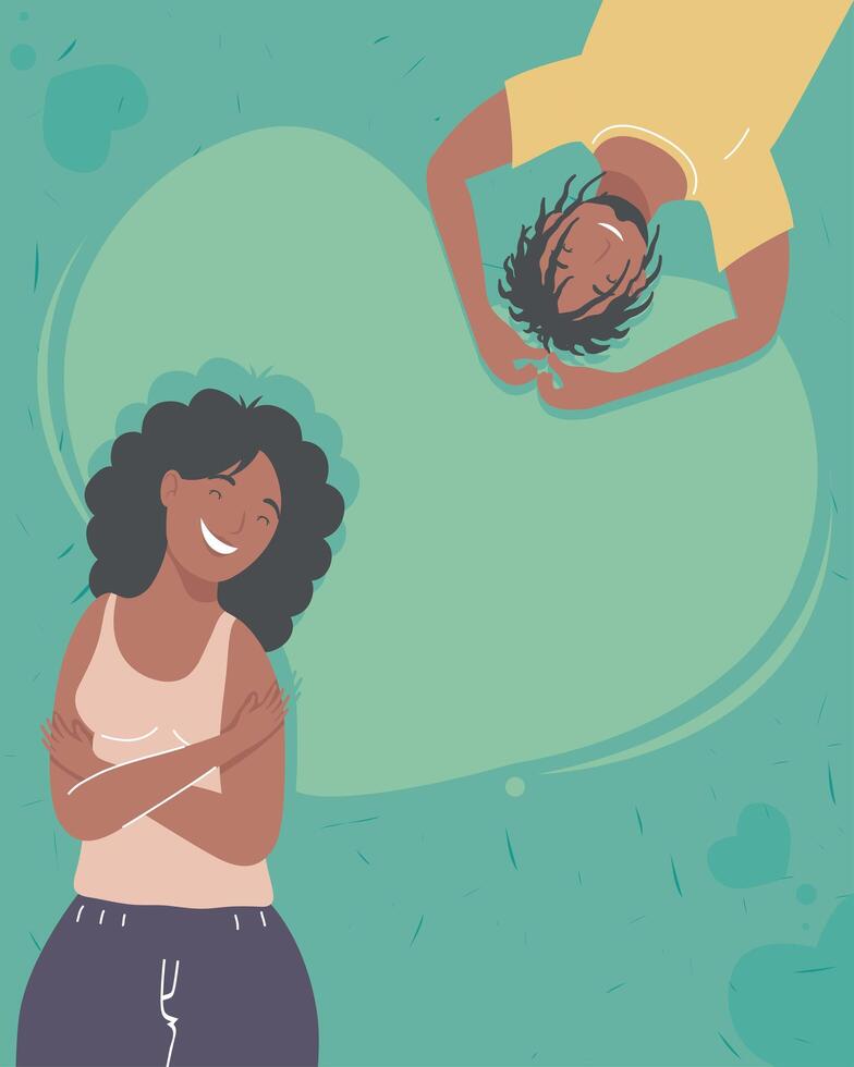 pareja de jóvenes amantes afro vector