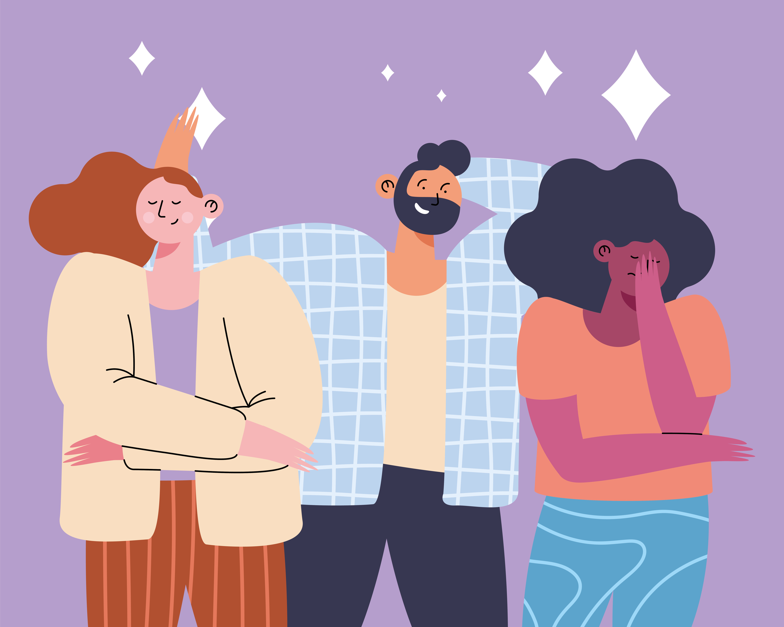 флаг персона квир. Three persons. люди машут нам флэт. молодое поколение первых рисунок. Three persons.