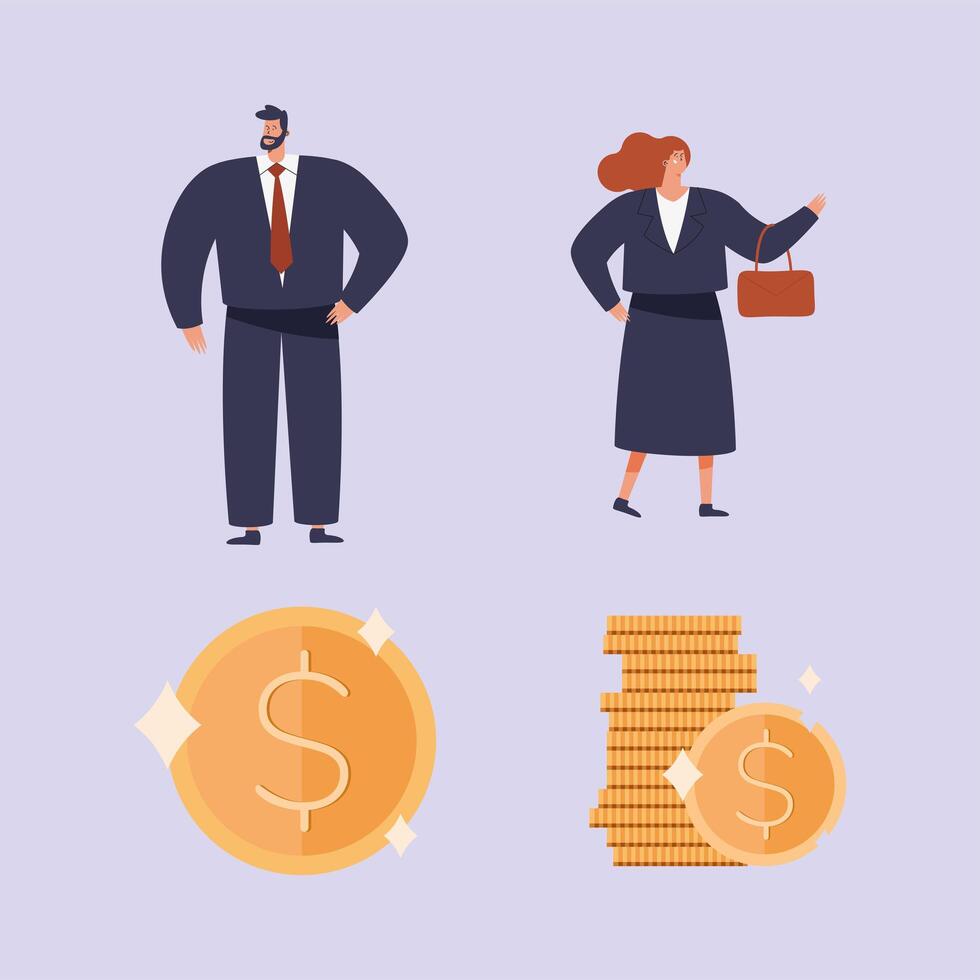 business couple and coins vector