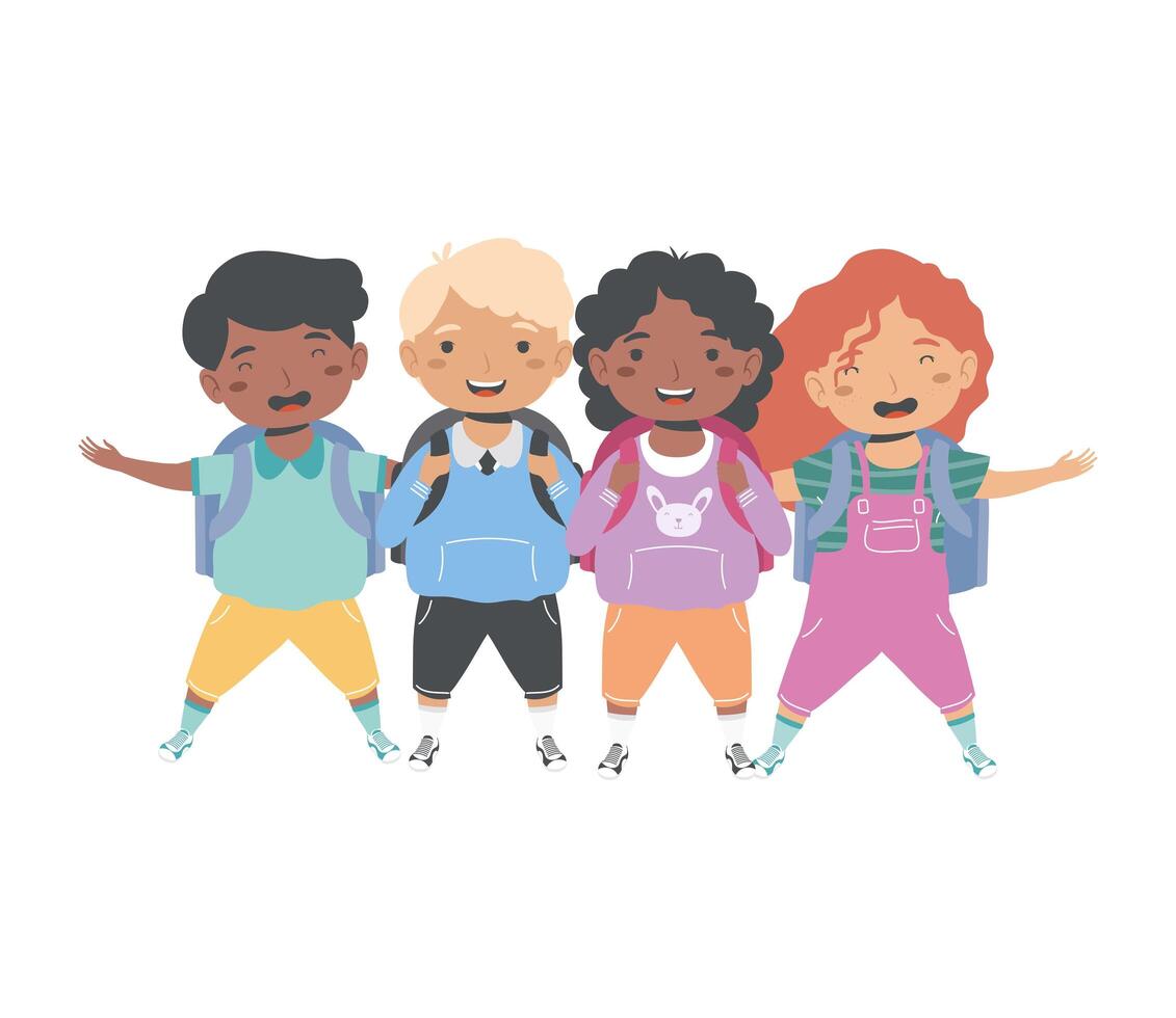 four students kids vector