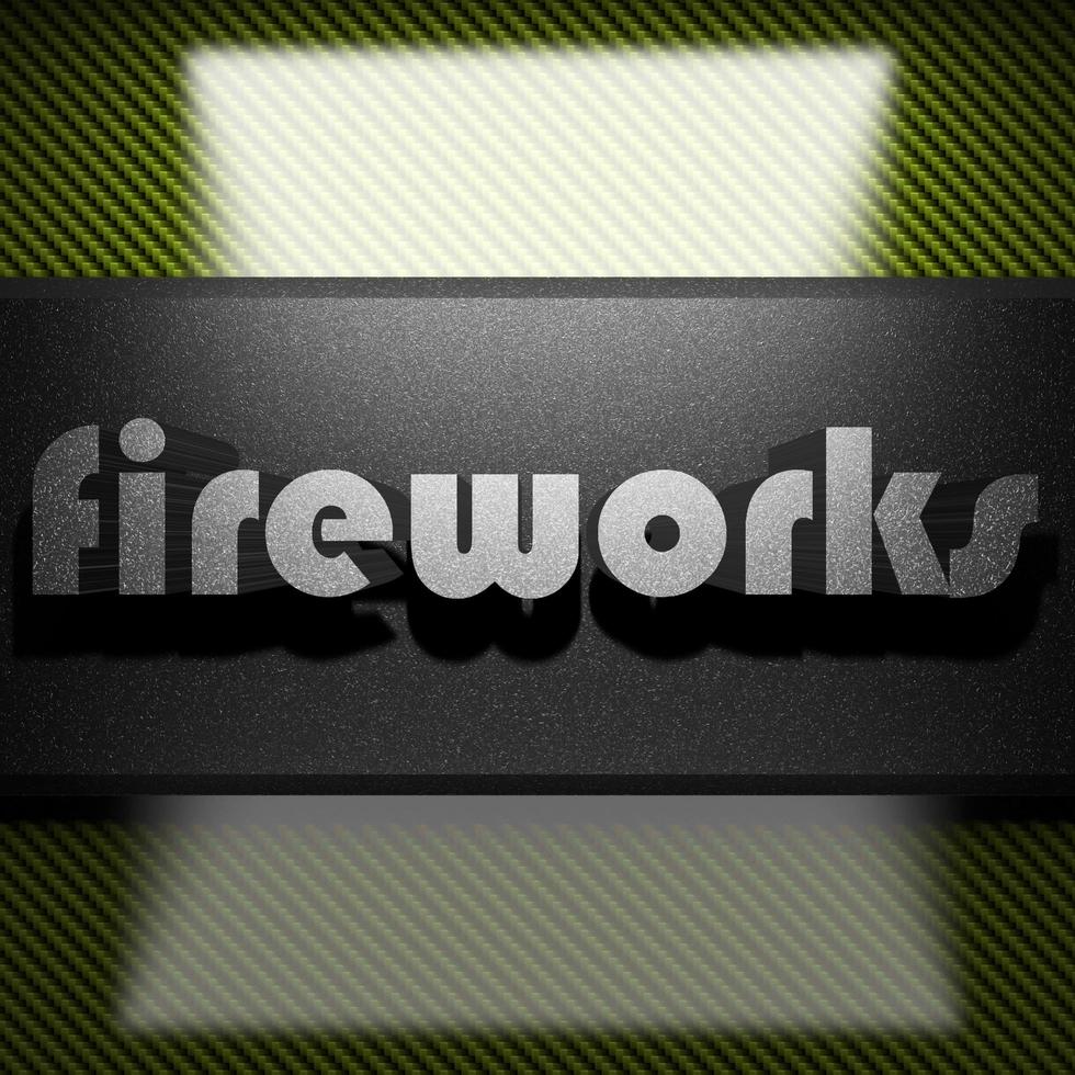 fireworks word of iron on carbon photo