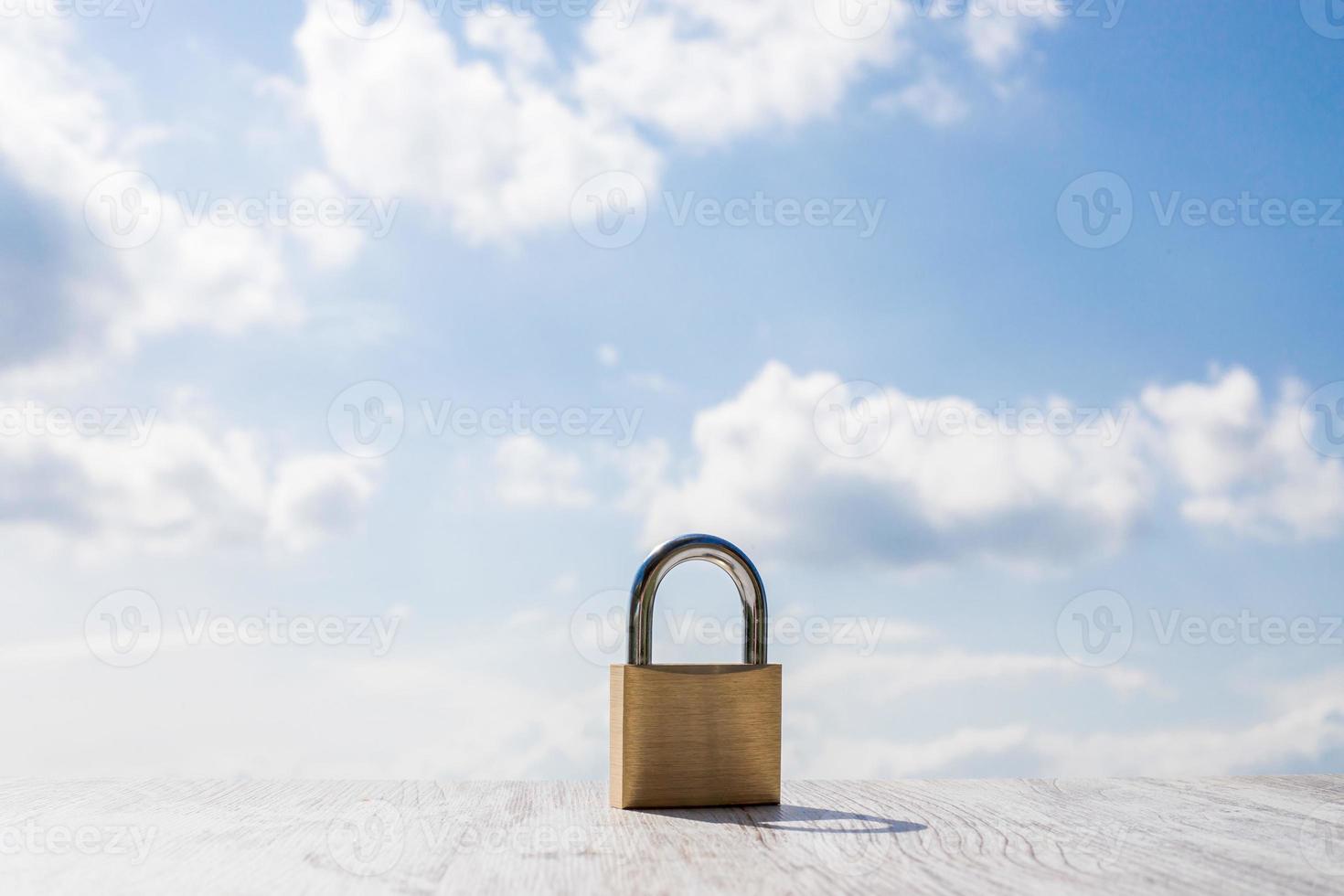 padlock with a blue sky as a background photo