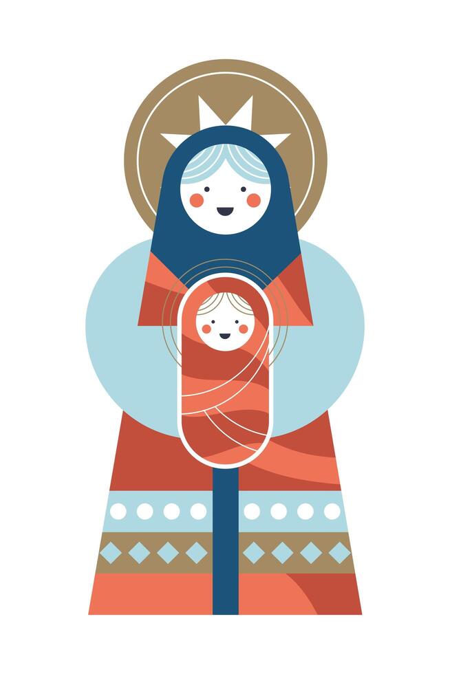 maria virgen y jesus vector