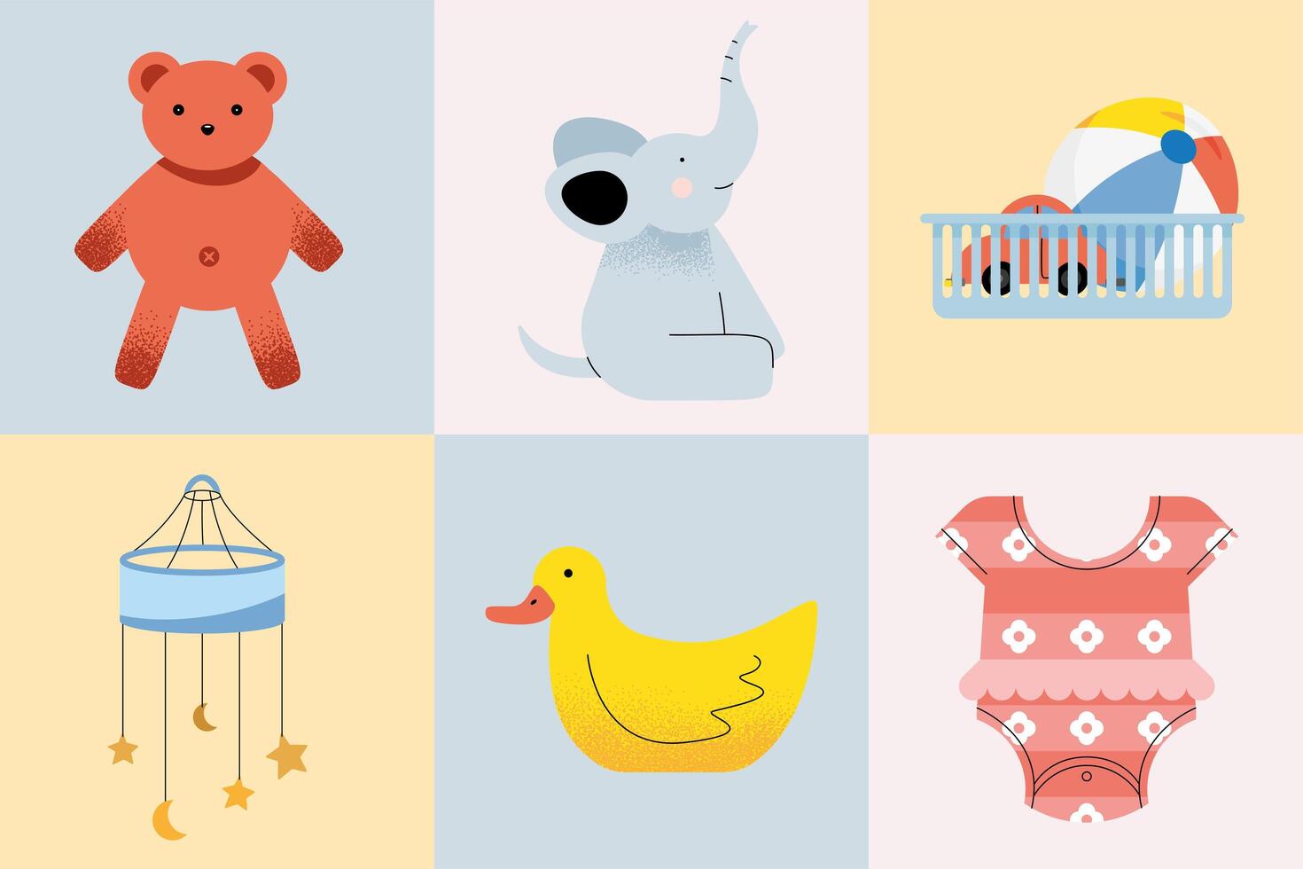 baby shower six icons vector