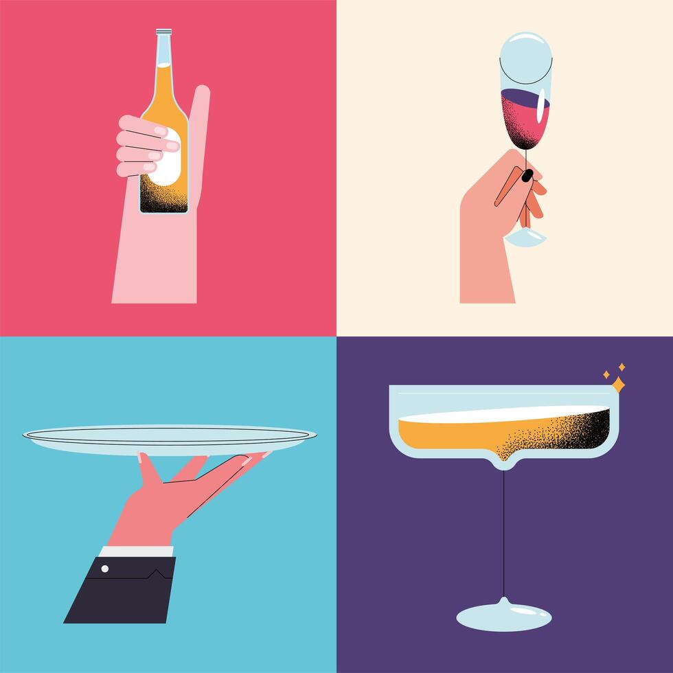 three toast cheers drinks vector