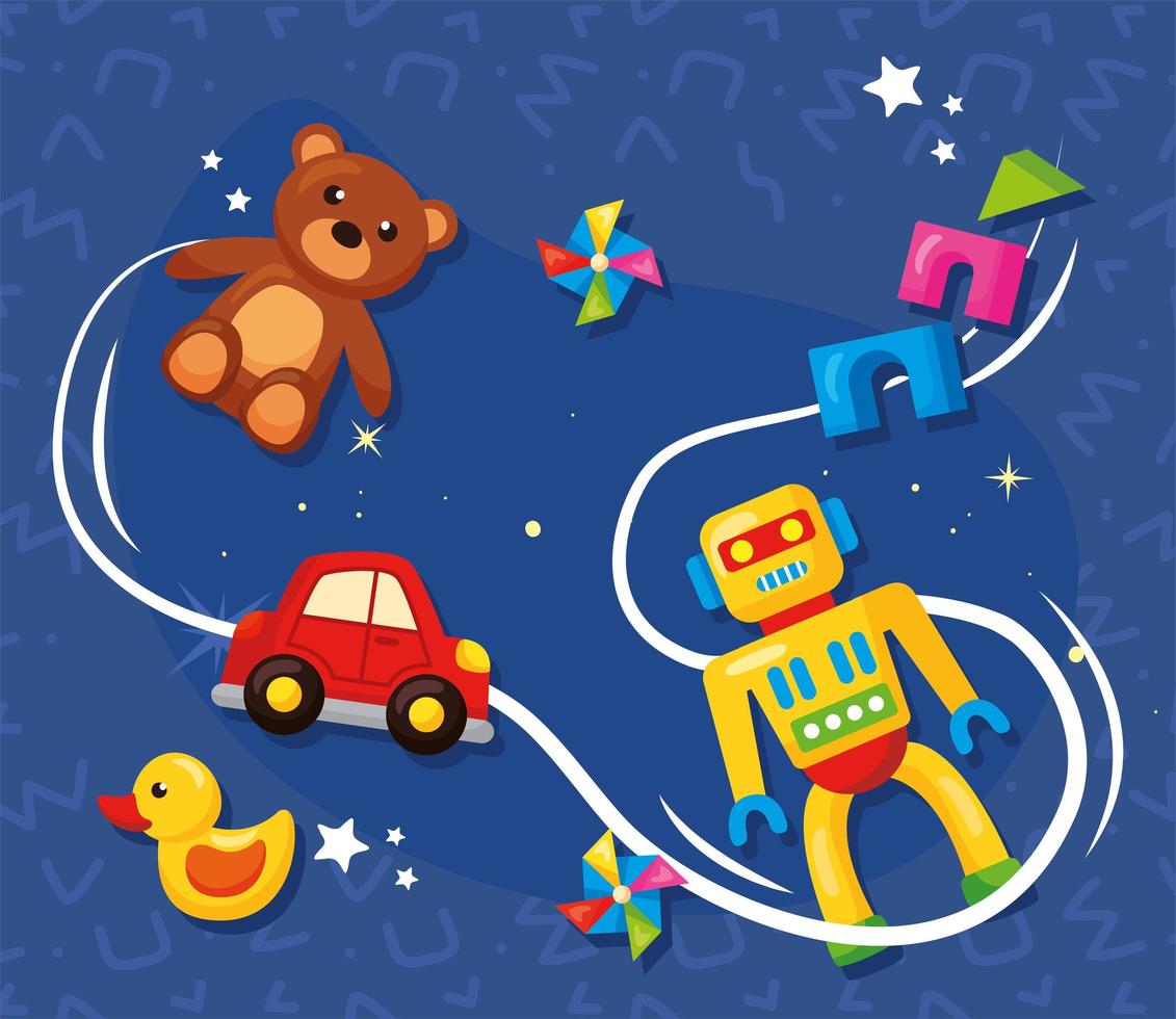 toys yellow background vector