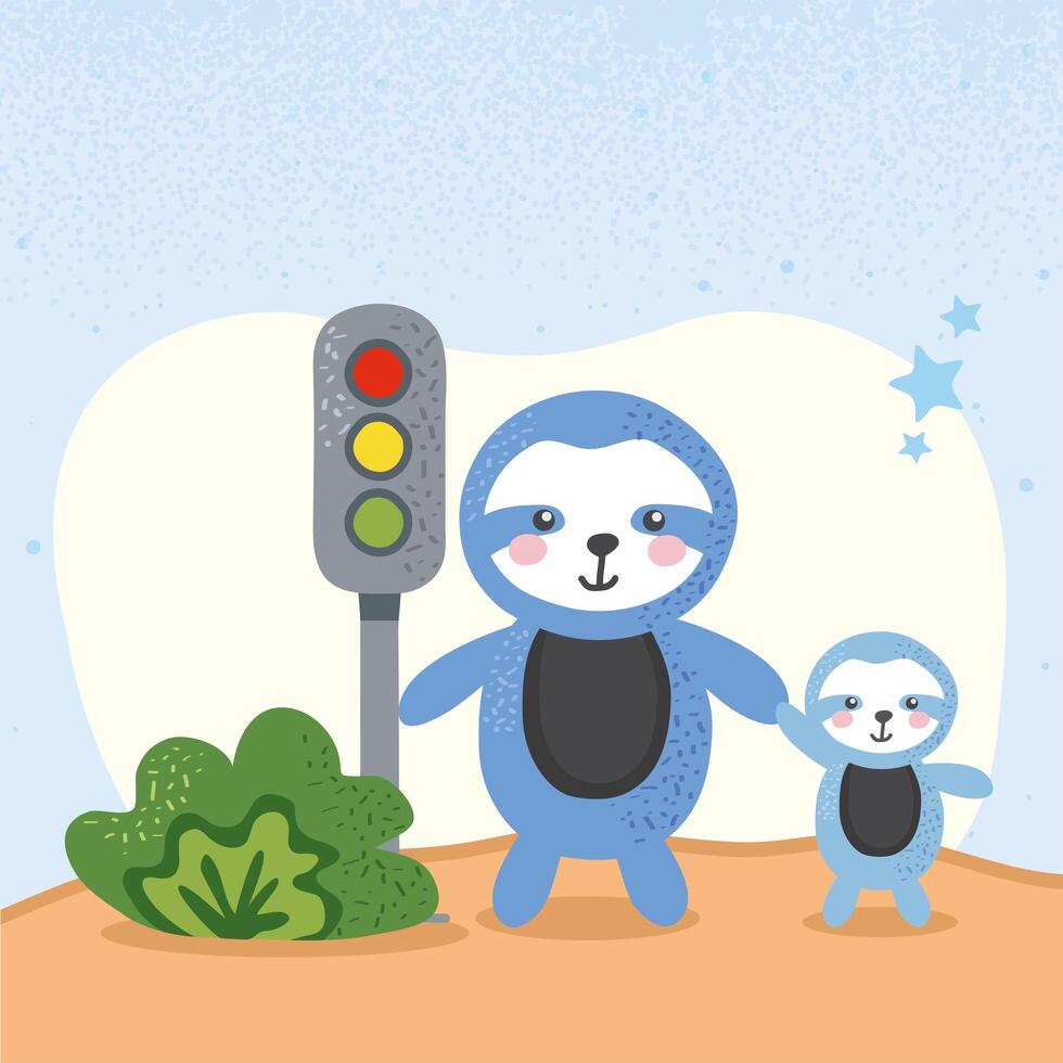 cute sloths bears family vector