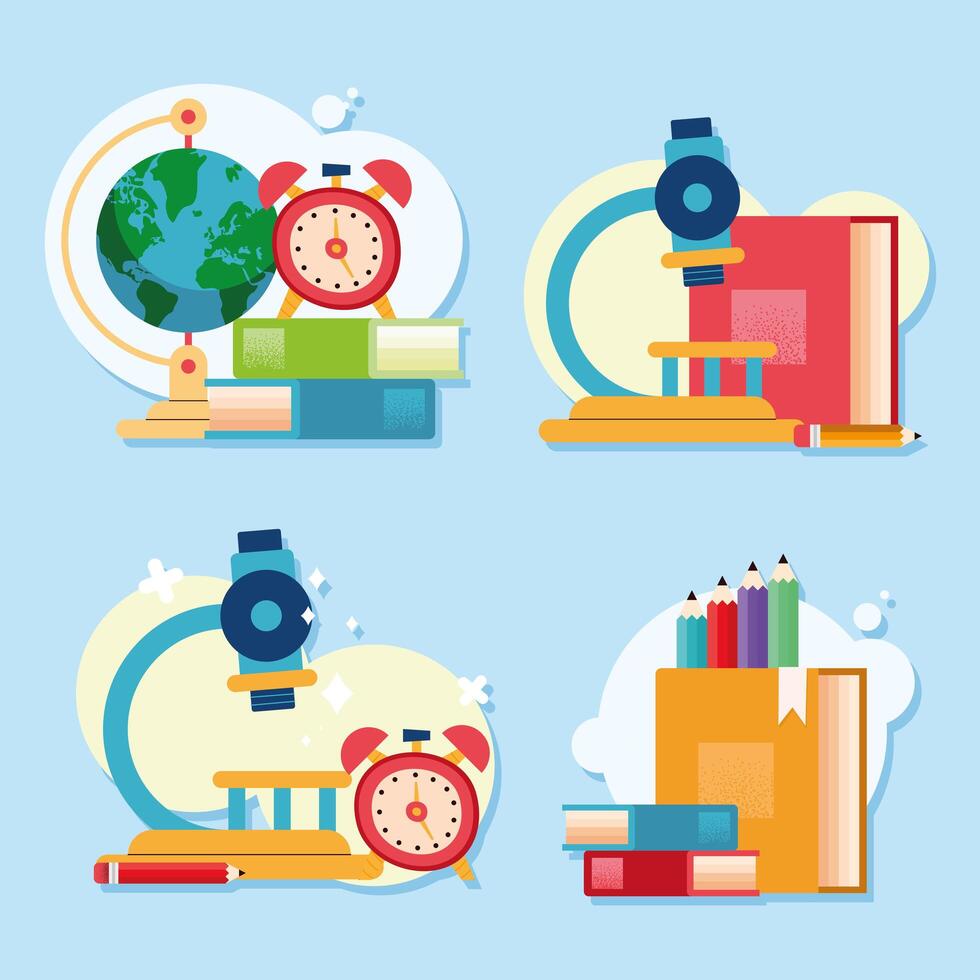 four back to school icons vector