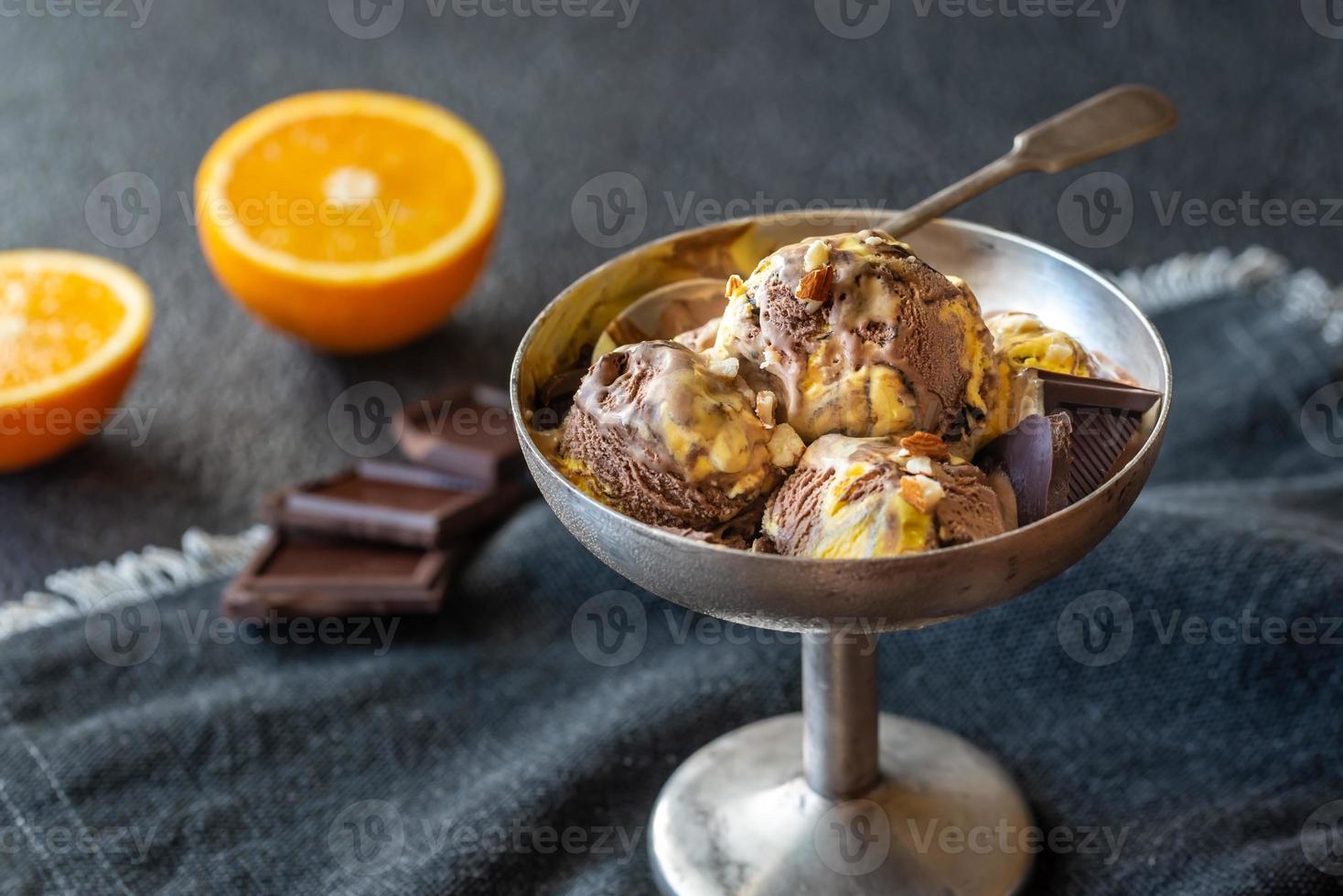 Orange and chocolate ice cream photo