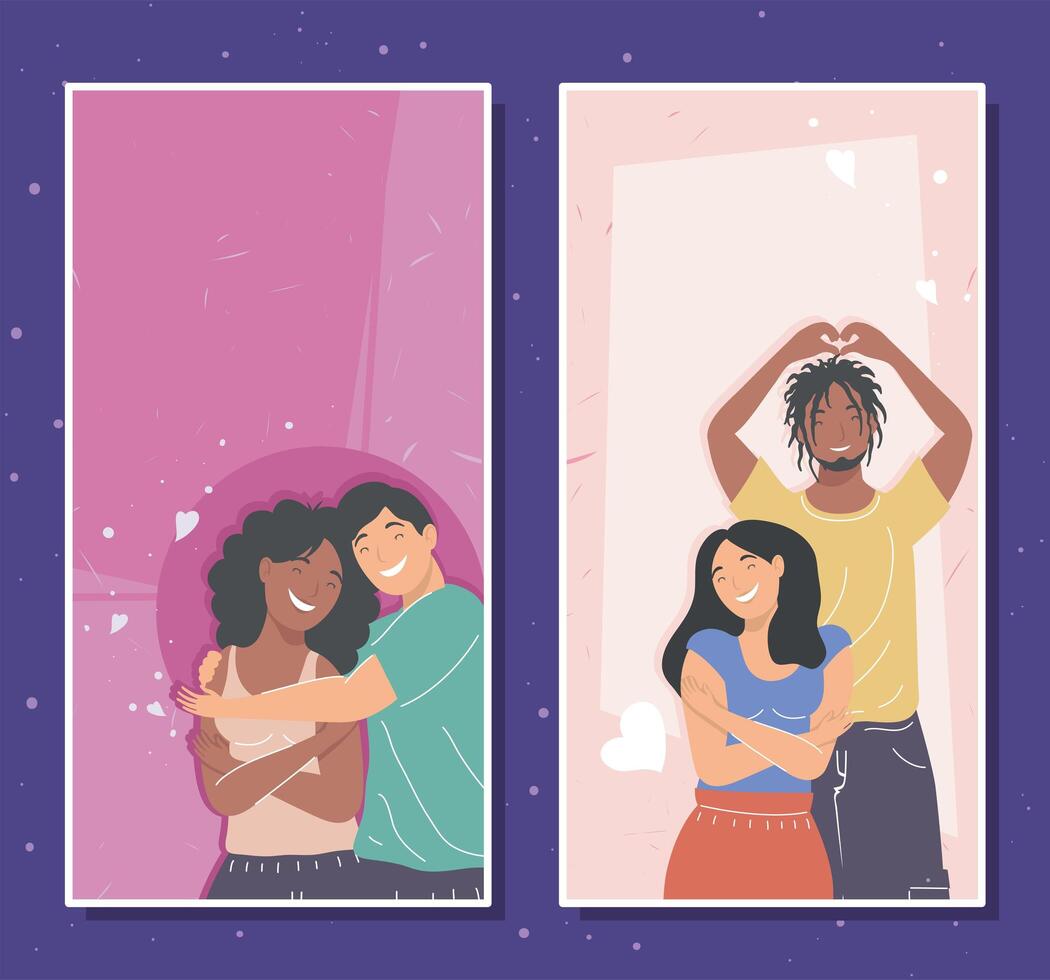 lovers couple in cards vector