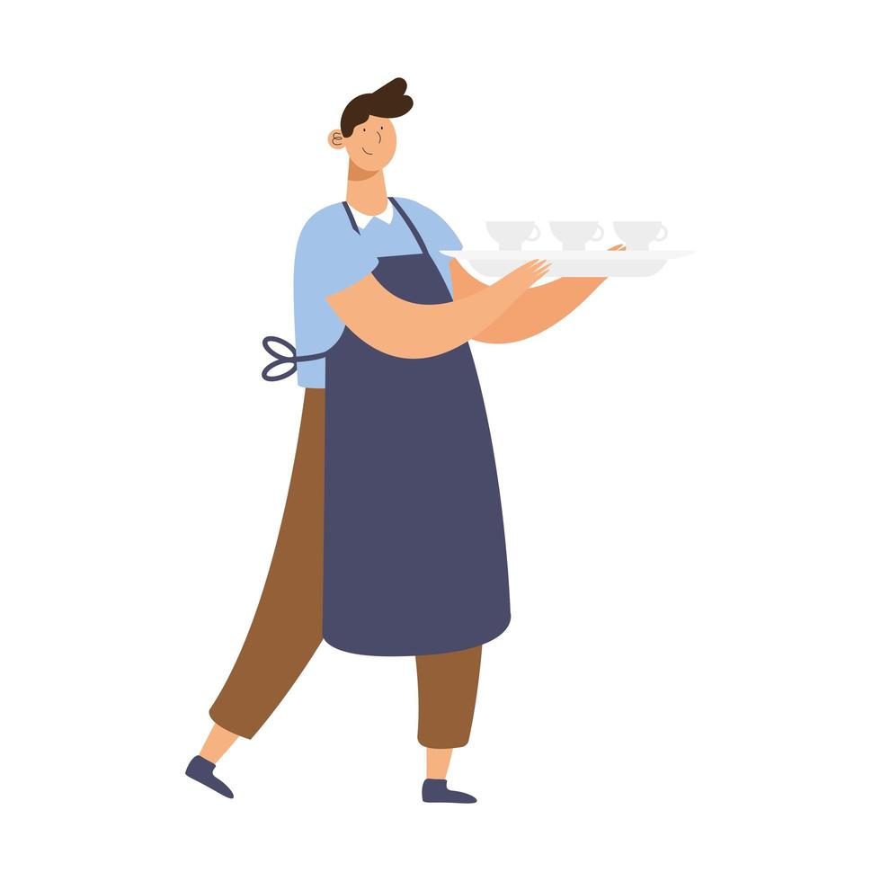 male waiter with tray vector