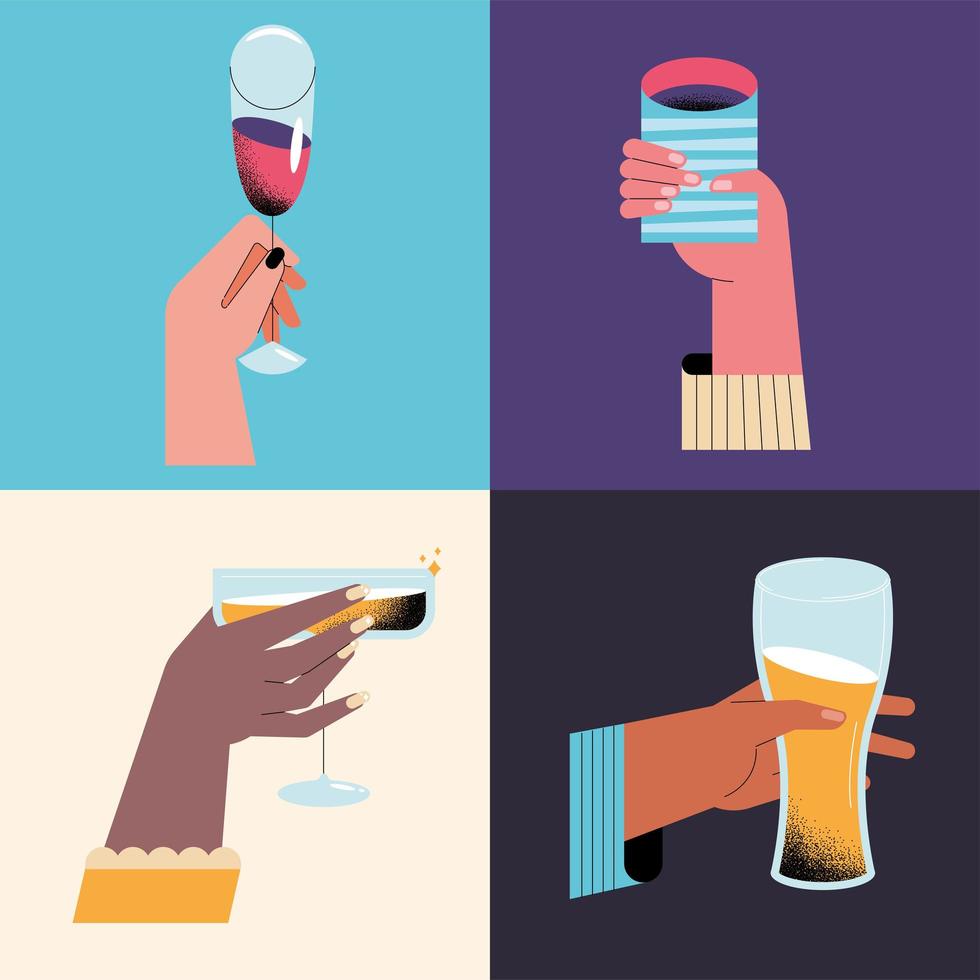 four toast cheers drinks vector