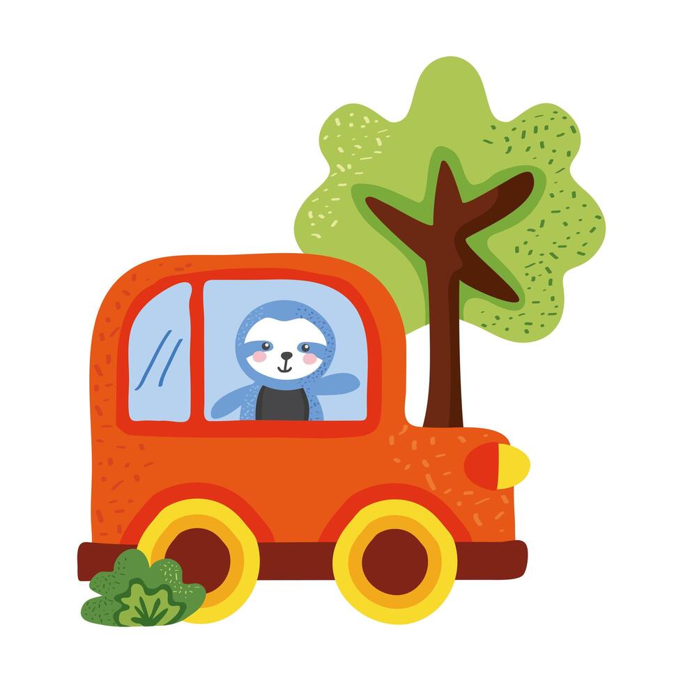 sloth bear in car vector