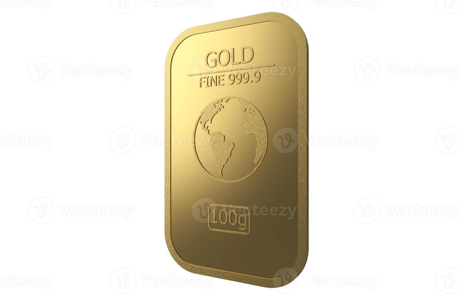 gold bullion bar isolated 3d illustration rendering photo