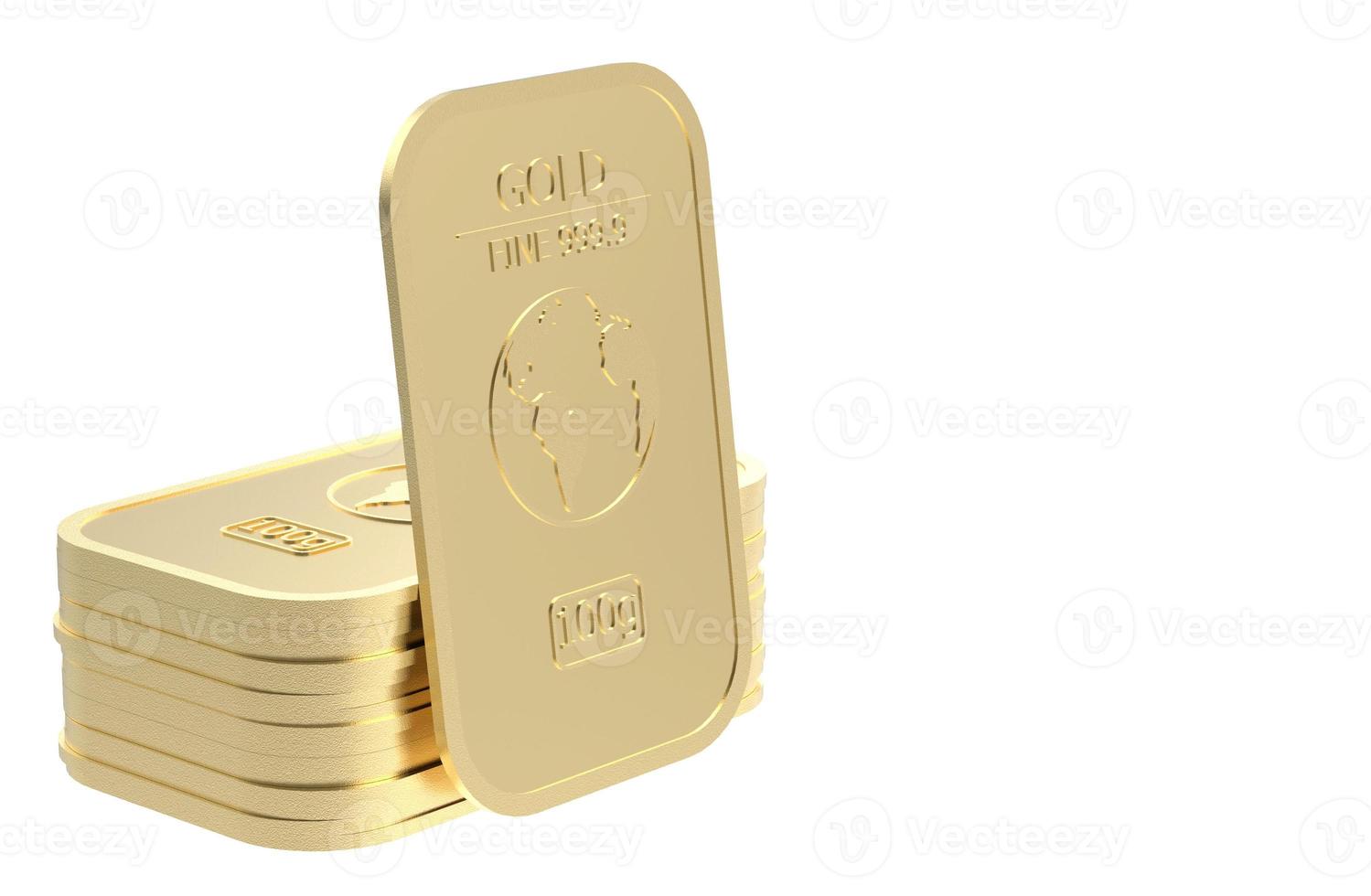 gold bullion bar isolated 3d illustration rendering photo