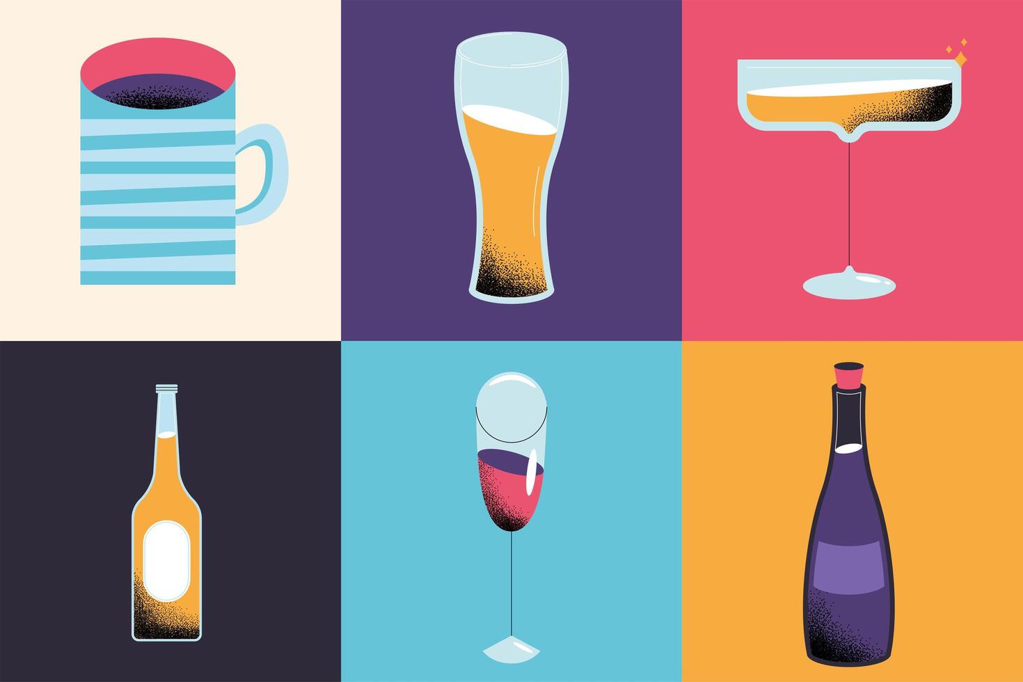 six toast cheers drinks vector