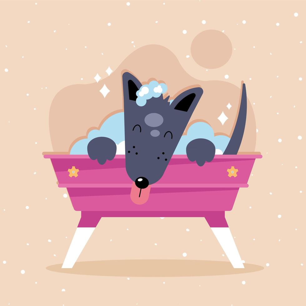 dog taking shower vector