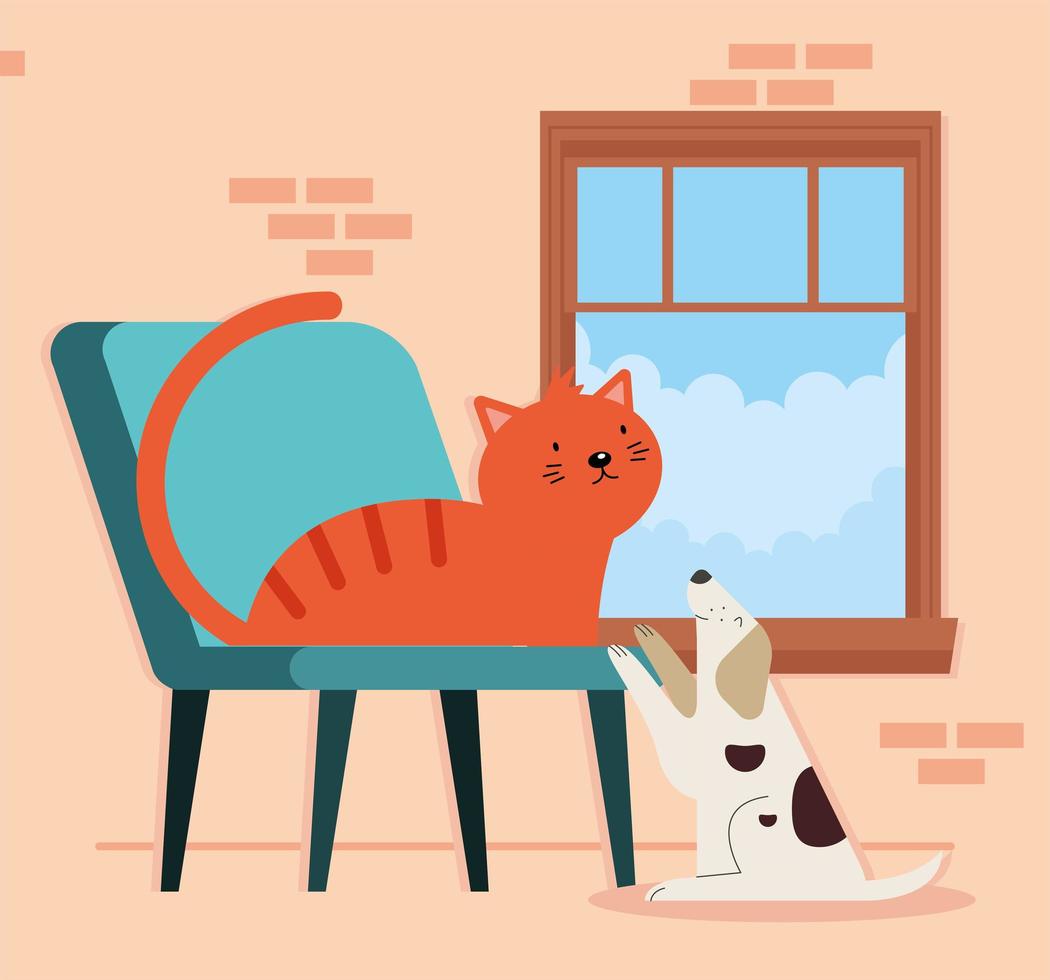 cat and dog vector