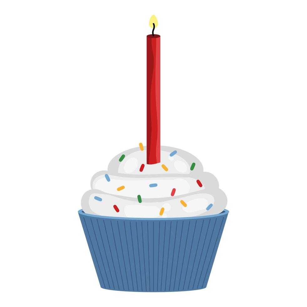 cupcake with candle vector