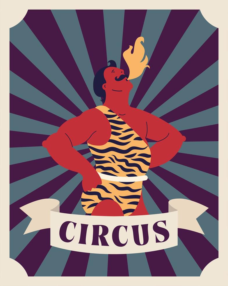 circus fire eater poster vector