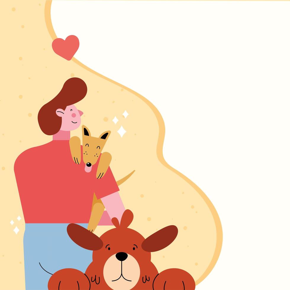 man with dogs vector