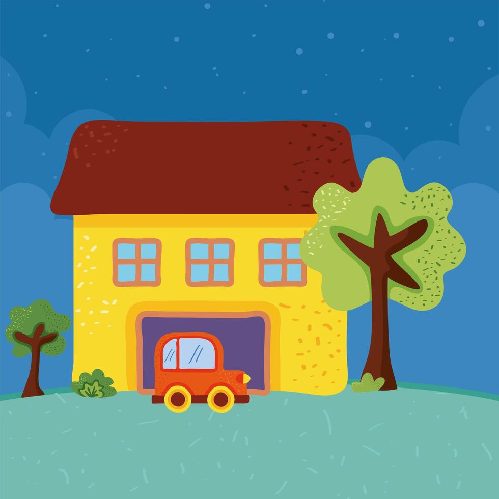 cute home and car vector